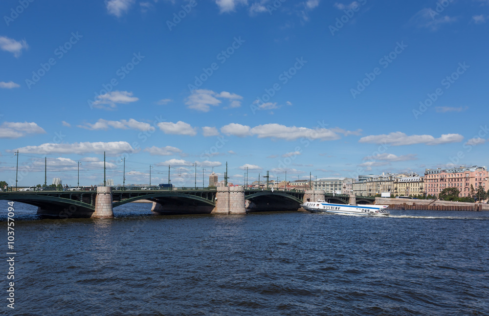 Meteor - Hydrofoil Boat on Neva river in St. Petersburg Russia Meteor - Hydrofoil Boat on Neva river in St. Petersburg Russia