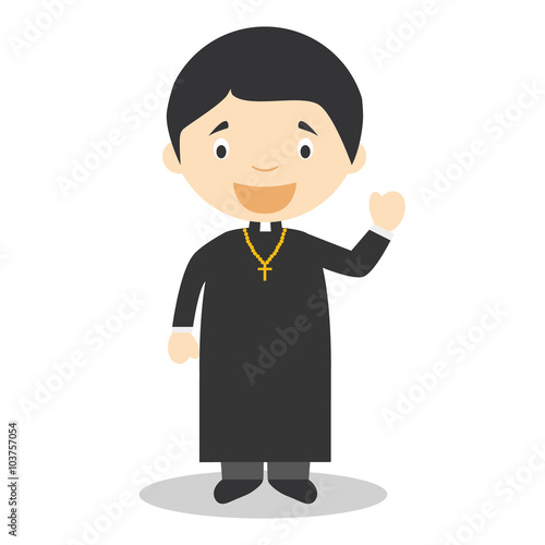 Cute cartoon vector illustration of a priest