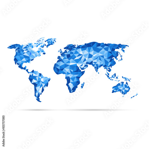 vectors World Map polygonal precision low-poly blue