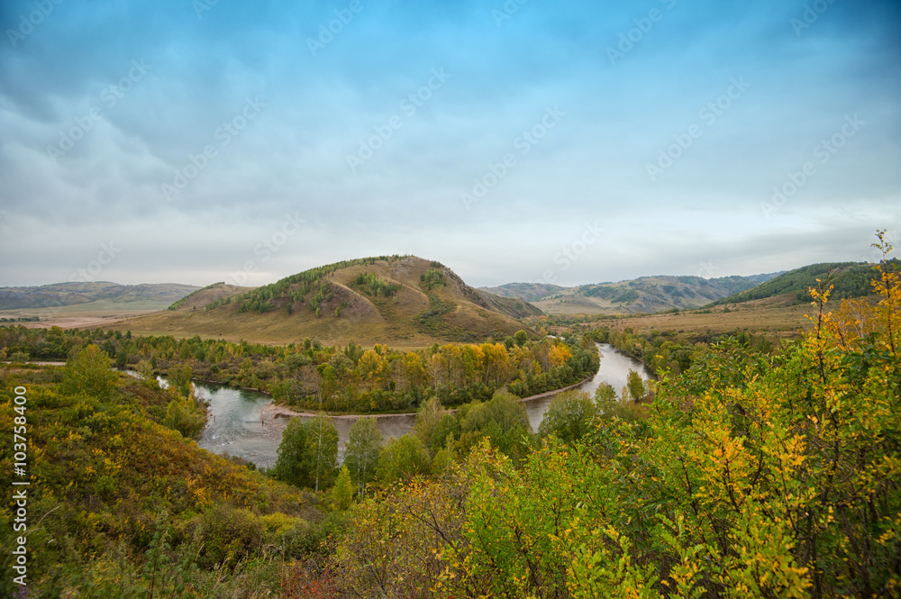 Autumn river landscape