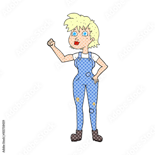 cartoon confident farmer woman