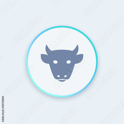 cattle icon, cattle farm sign, cow head front view, cattle ranch round icon, vector illustration