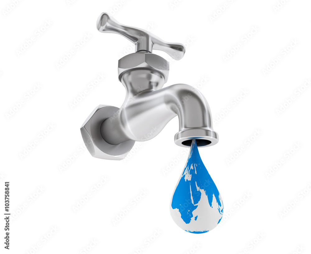 Chrome Water Tap with Earth Globe as Drop Chrome Water Tap with Earth Globe as Drop