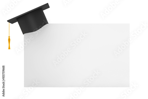 Graduation Academic Cap with Blank Paper