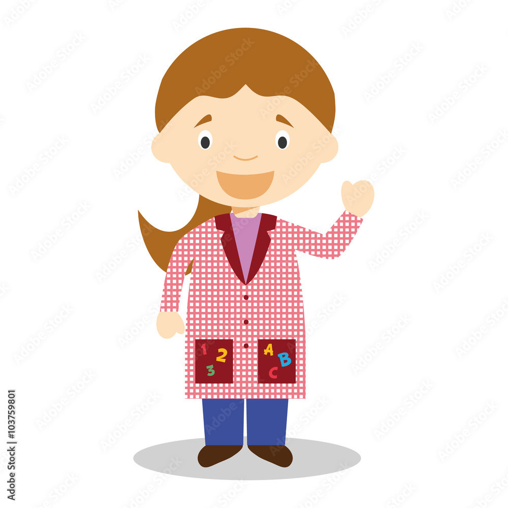 Cute cartoon vector illustration of a female teacher Cute cartoon vector illustration of a female teacher