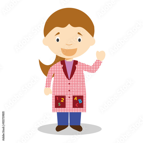 Cute cartoon vector illustration of a female teacher
