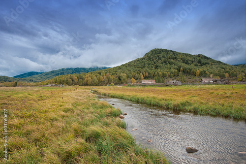 Autumn river landscape