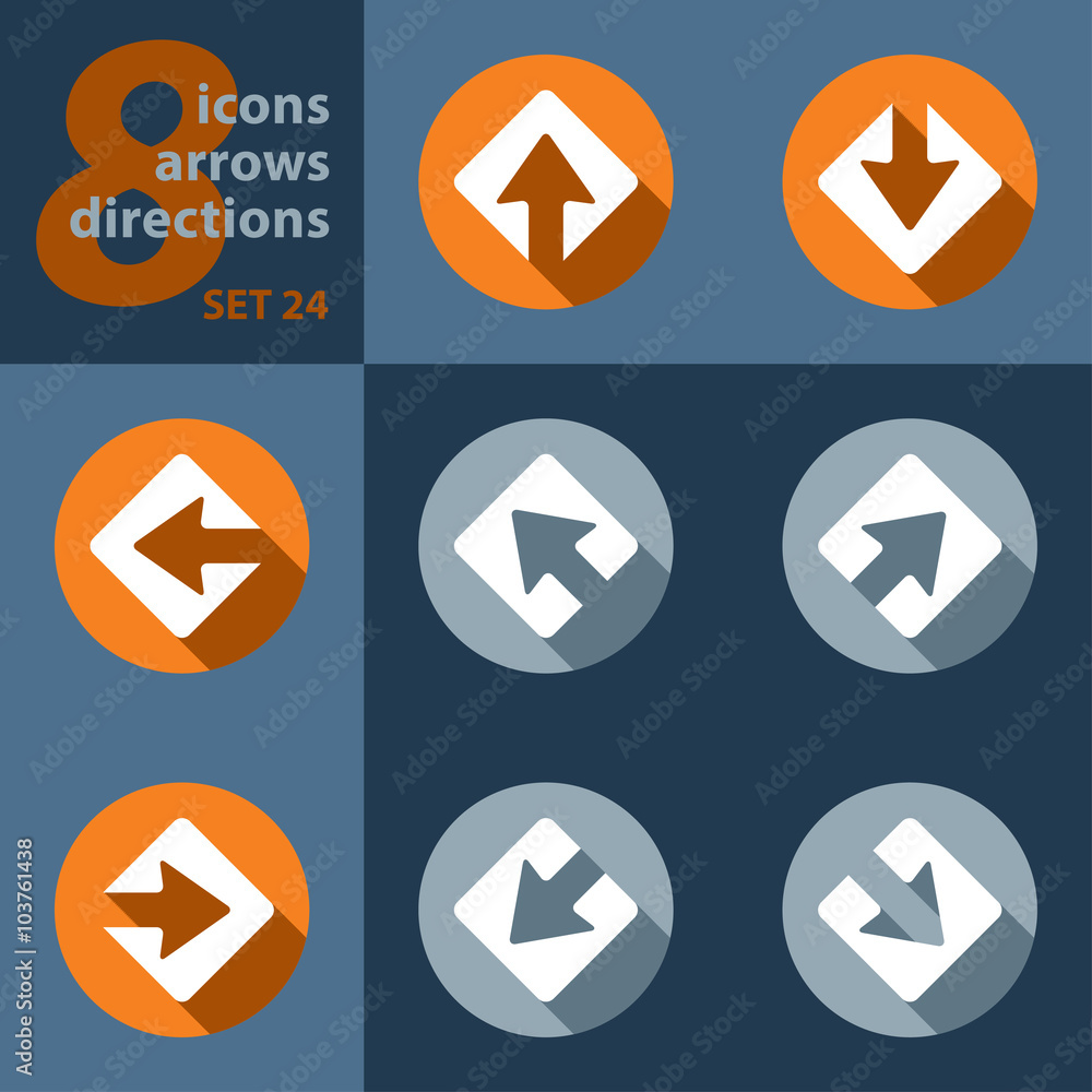 set of eight icons with arrows set of eight icons with arrows
