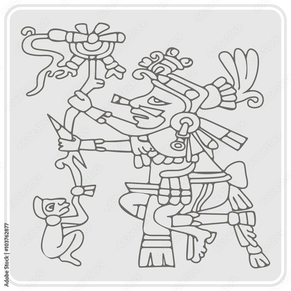 monochrome icon with symbols from Aztec codices for your design monochrome icon with symbols from Aztec codices for your design