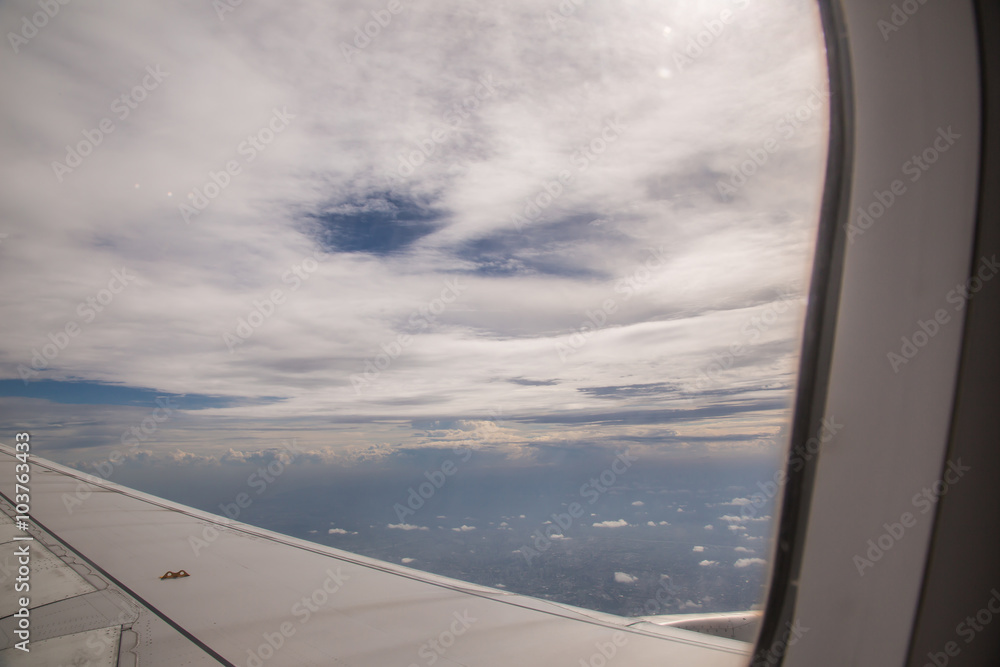 Clouds and sky view from the window of the plane. Clouds and sky view from the window of the plane.