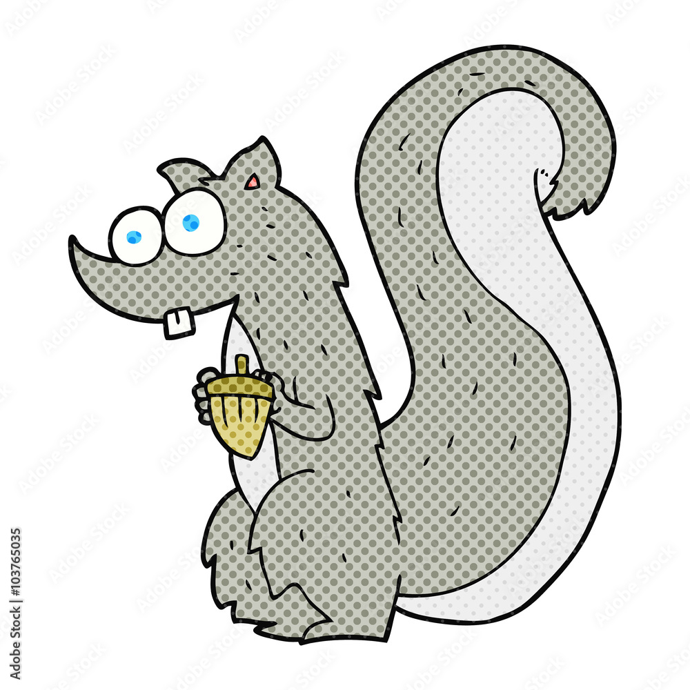 Obraz premium cartoon squirrel with nut