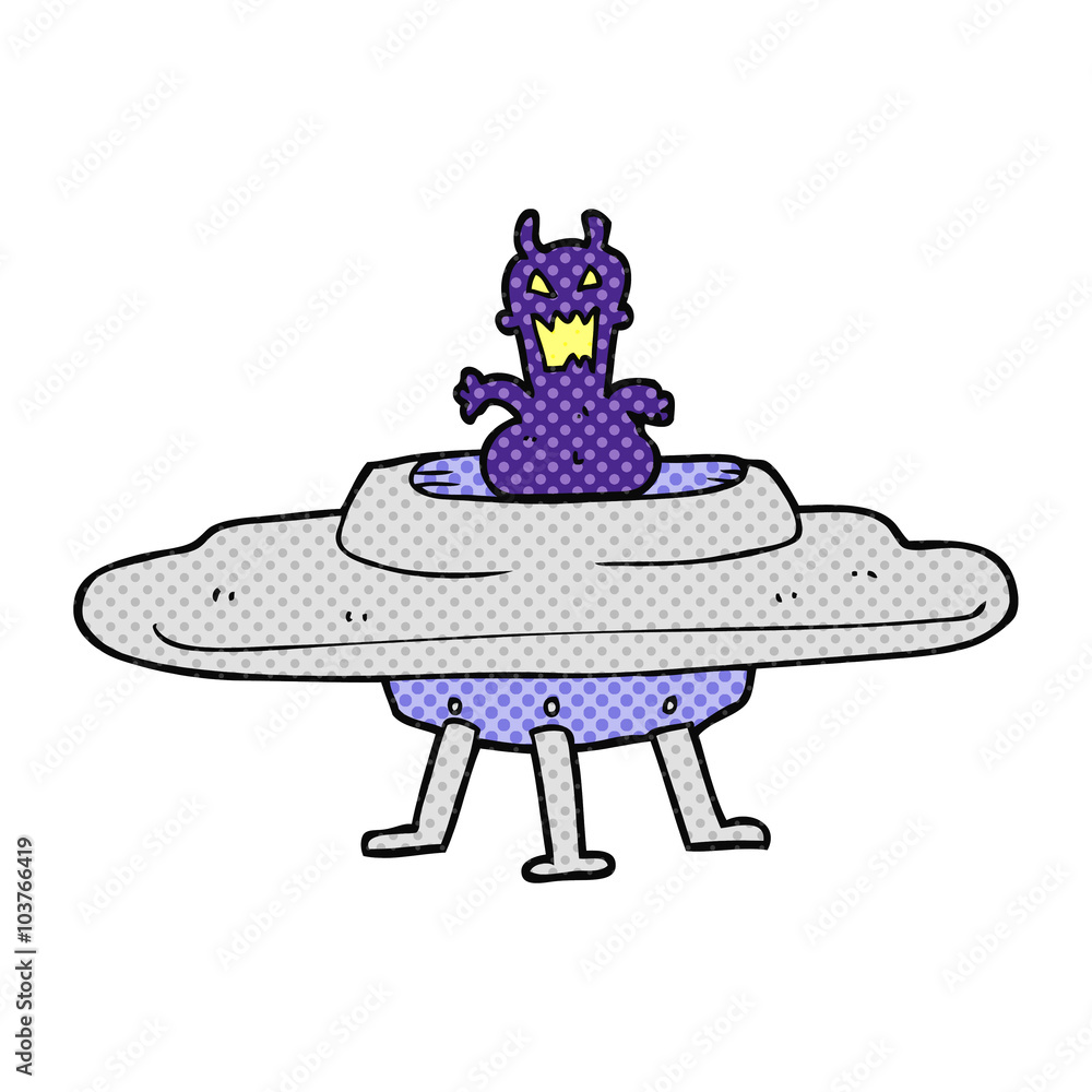 cartoon alien in flying saucer cartoon alien in flying saucer