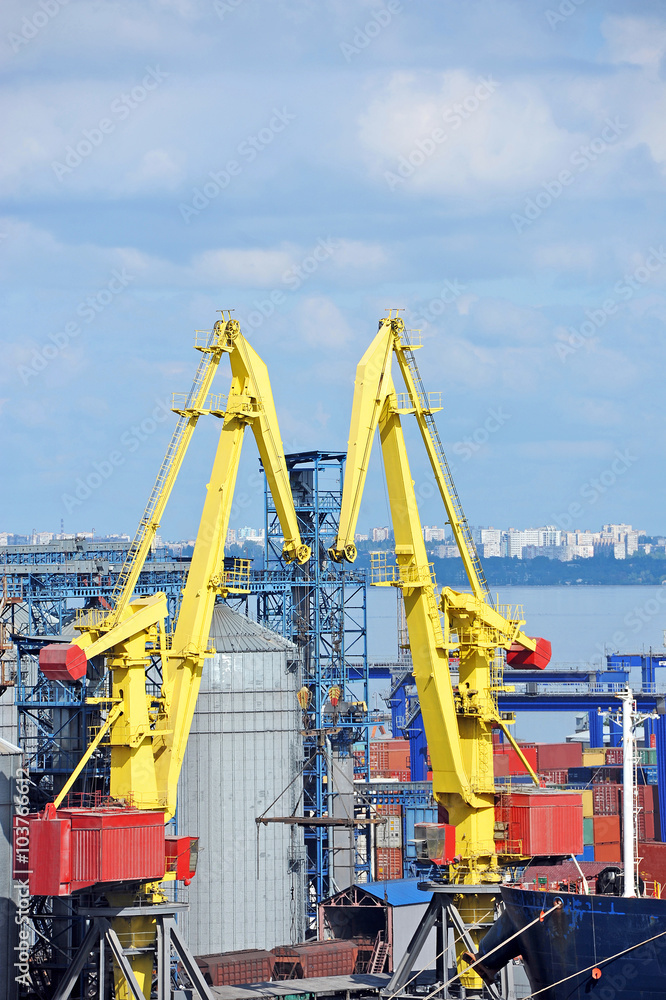 Cargo crane, ship and grain dryer