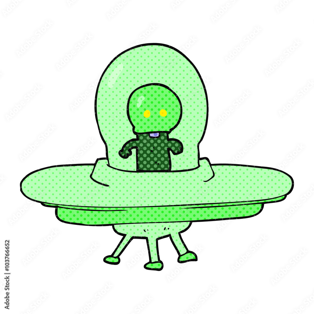 cartoon alien in flying saucer cartoon alien in flying saucer