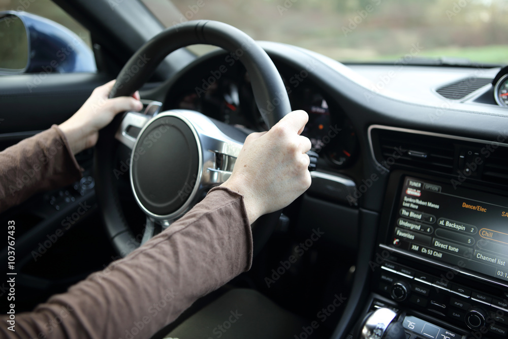 Woman driving car