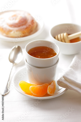 Breakfast with tangerine jam