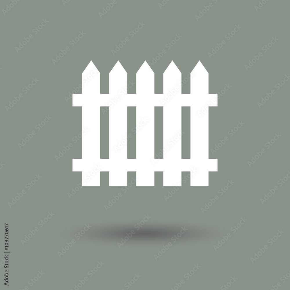 Fence vector in modern style with shadow, figure and gray background. Symbol of house and protection. Fence vector in modern style with shadow, figure and gray background. Symbol of house and protection.