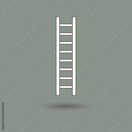 Ladder vector icon in modern style with shadow, figure and gray background. Symbol of construction and job.