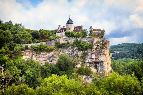 Belcastel - impressive castle over rock  , France photo
