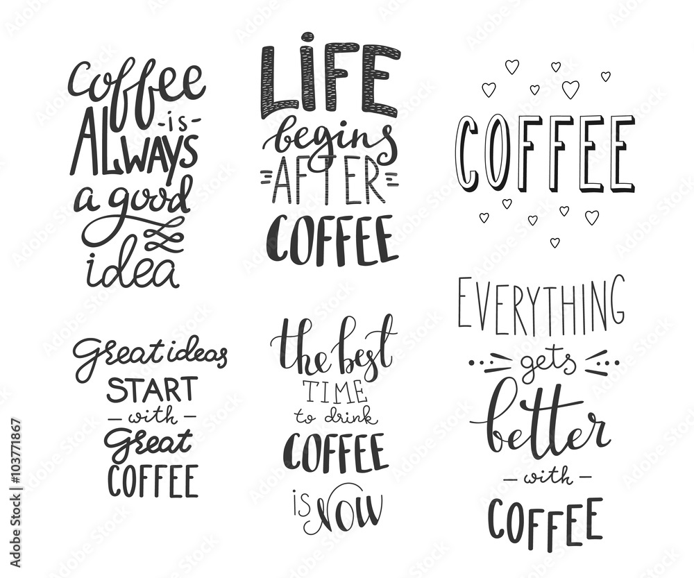 Obraz premium Quote coffee vector typography set