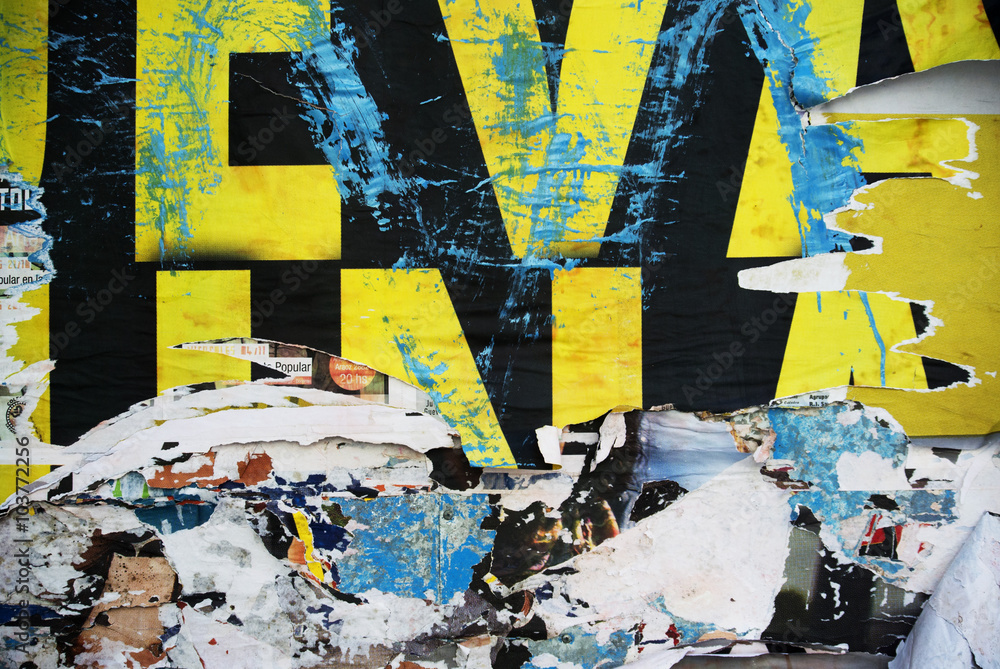 Fototapeta premium Random background collage paper typography texture on wall