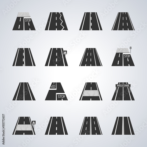 Icons of the road, vector illustration.