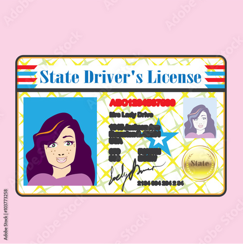 Driver's License Woman photo ID vector