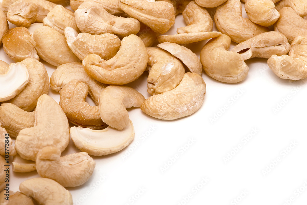 cashew nuts on white background cashew nuts on white background