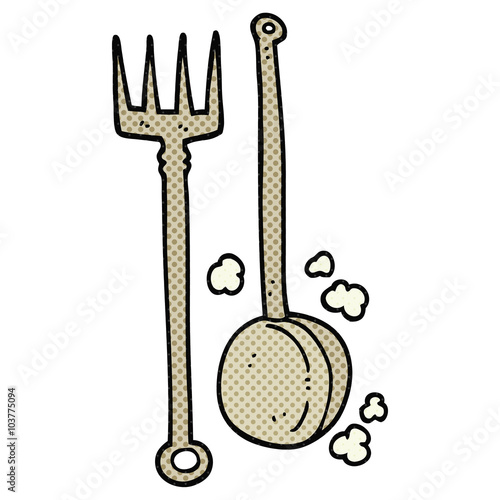 cartoon old fireside tools