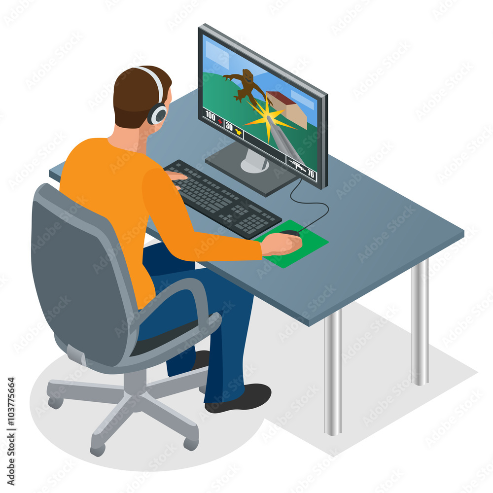 play computer games clipart