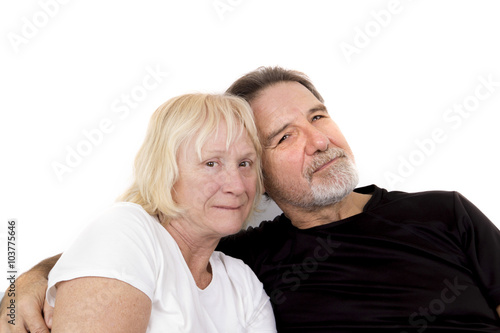 old married happy couple isolated