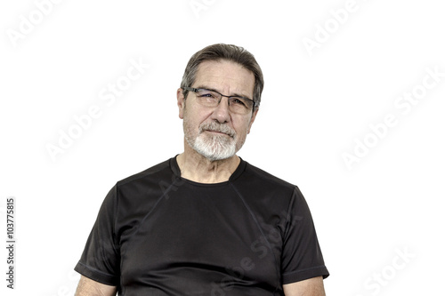 good looking old man looking camera isolated on white