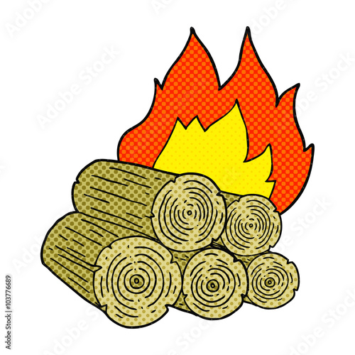 cartoon burning logs