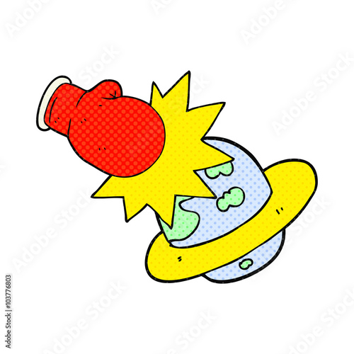cartoon planet taking a punch