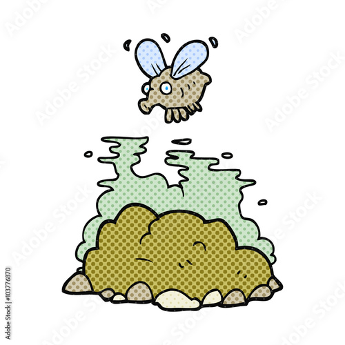 cartoon fly and manure