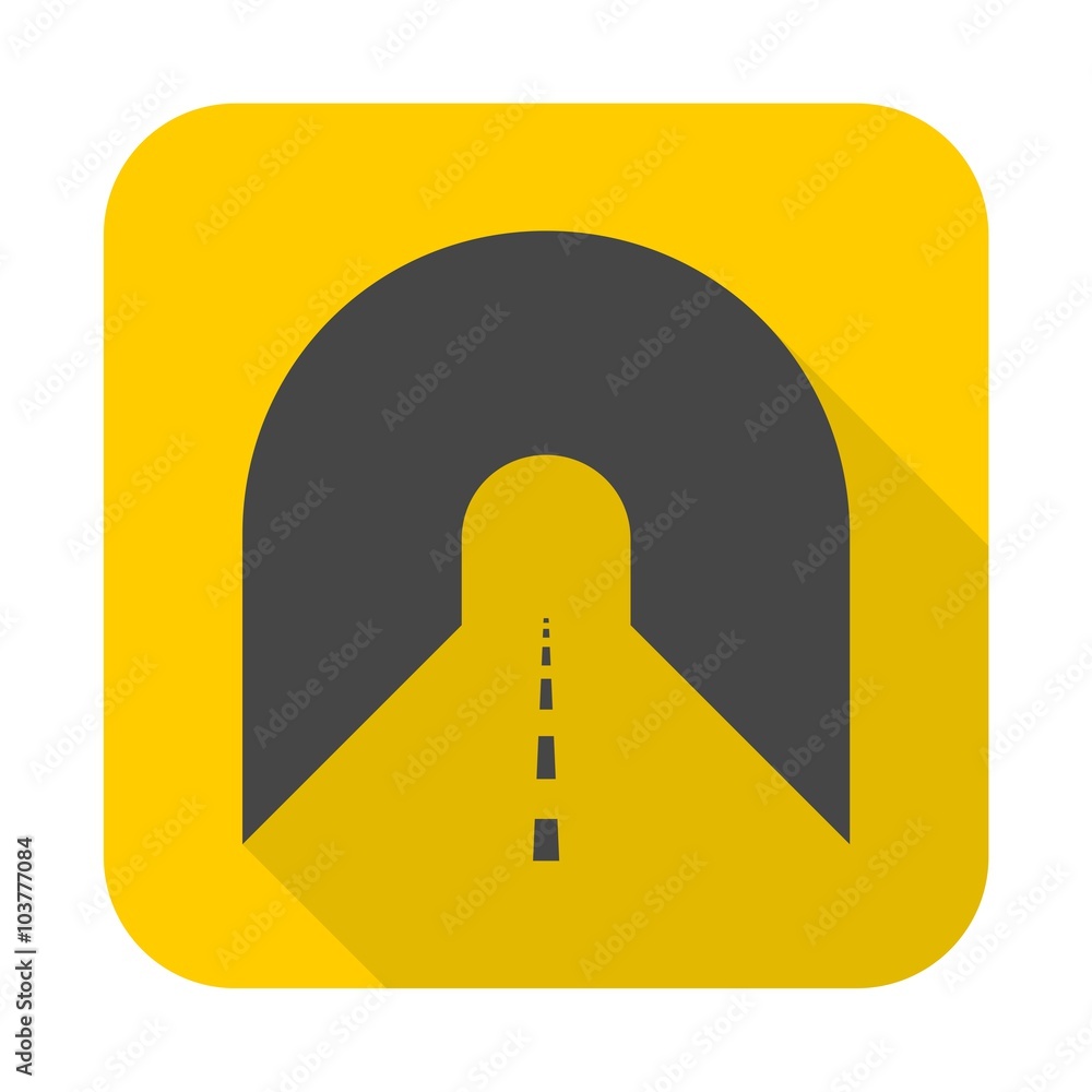 Road with tunnel icon with long shadow Road with tunnel icon with long shadow