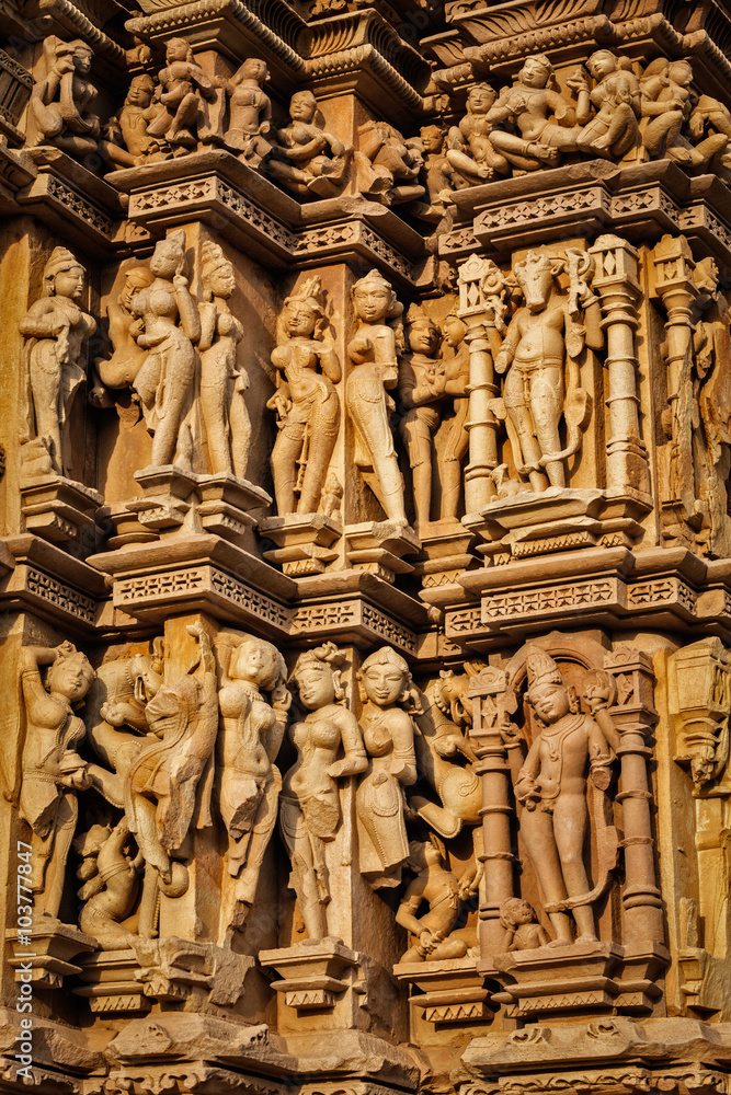 Sculptures on Khajuraho temples
