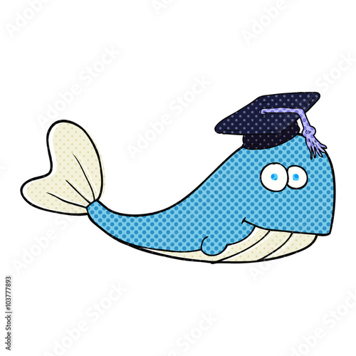 cartoon whale graduate