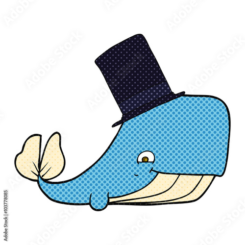 cartoon whale in top hat