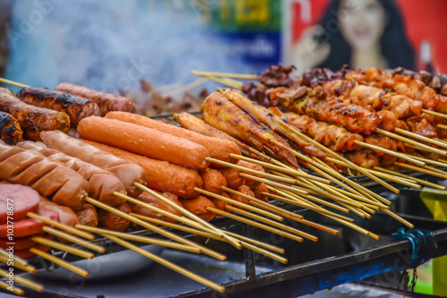Photography Meat on a stick, Bangkok, Thailand