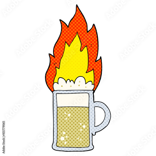 cartoon flaming tankard of beer