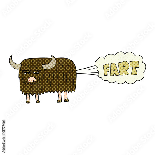 cartoon hairy cow farting