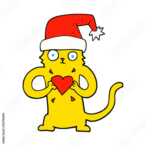 cartoon cat loving christmas