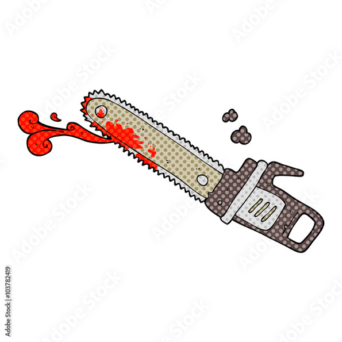 cartoon bloody chainsaw