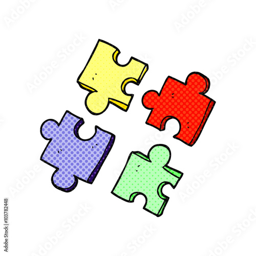 cartoon jig saw pieces