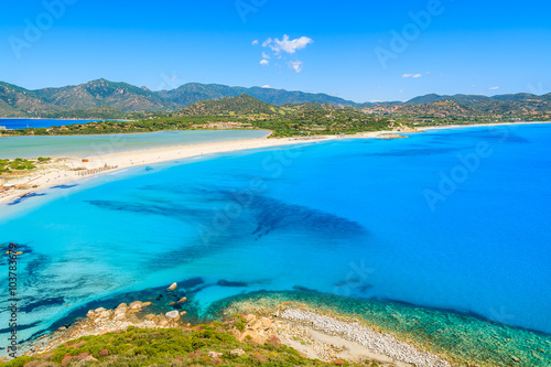 A view of Villasimius beach on Sardinia island, Italy