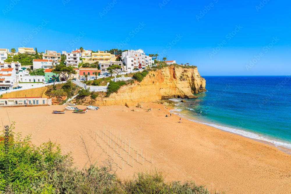 A view of beach in Carvoeiro fishing village, Portugal