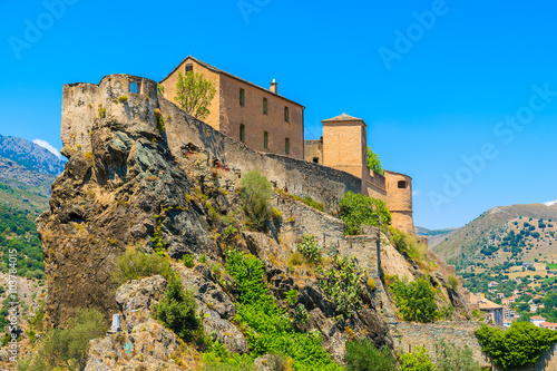 Citadel built on top of a hill in Corte town, Corsica island, France