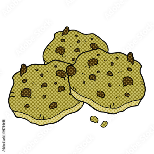 comic book style cartoon chocolate chip cookies