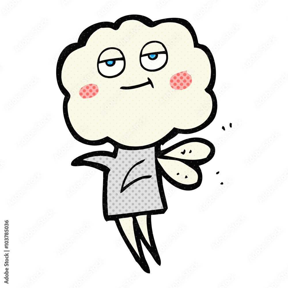 comic book style cartoon cute cloud head imp